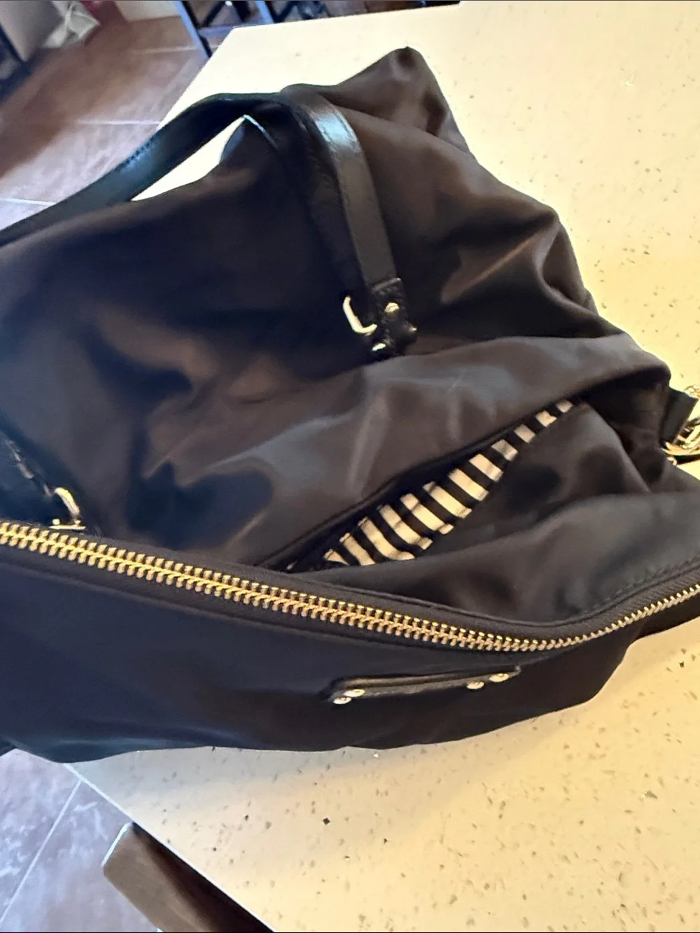 kate spade Black Nylon Messenger Crossbody with Gold Hardware